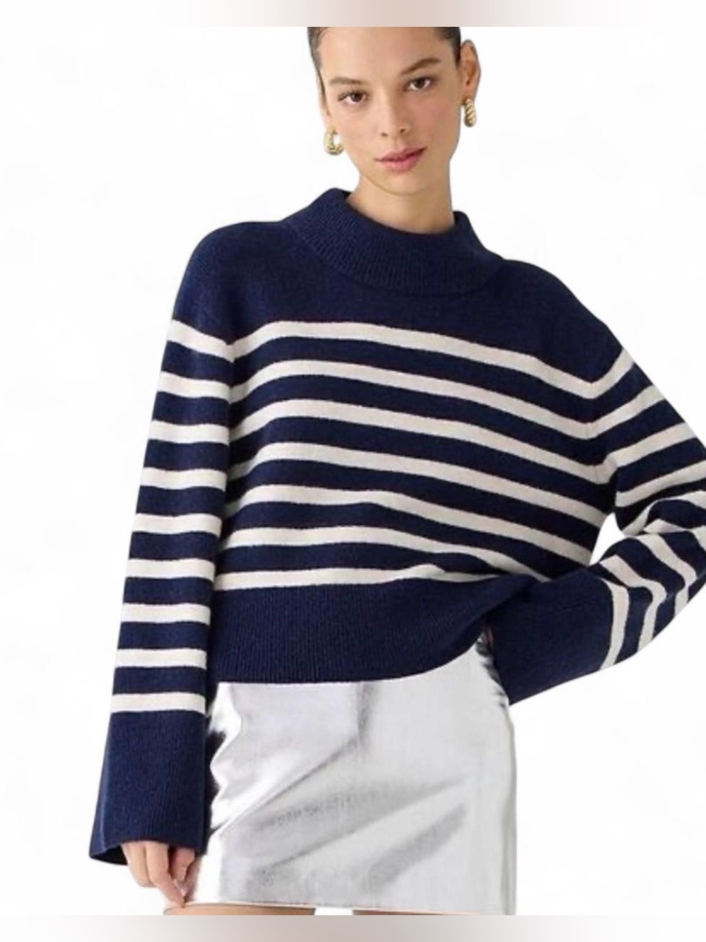 J.Crew Chunky Crewneck Supersoft Striped Wool Alpaca Sweater XL
